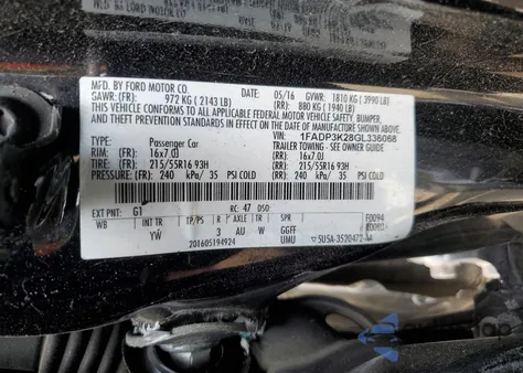 2016 Ford Focus Se from USA, damaged, VIN 1FADP3K28GL336068